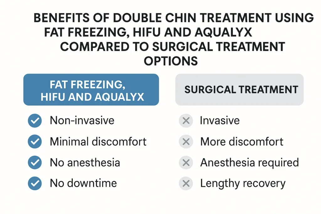 Graphic about the benefits of double chin treatment Barnet - from LA LIPO