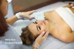 Woman having Hi-Fu to reduce wrinkles Barnet.