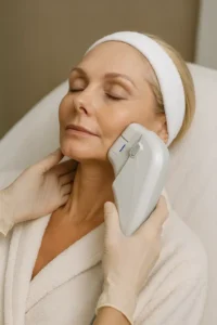 Woman receiving HIFU non surgical facelift treatment Barnet
